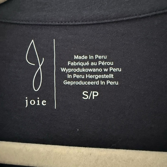 Joie Women's Basic Polo Navy Long Sleeve Top Split V-neck Size Small - Picture 5 of 8